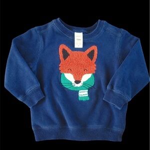 Carter's Navy Sweatshirt with Orange Fox and Green Scarf